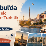 Promotional banner for Istanbul sightseeing with skyline, Bosphorus ferry, and a collage of landmarks.